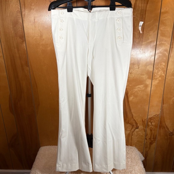 Gap Women's Cream Sailor Button Wide Leg Pants Size 12 Regular NWT - Picture 3 of 12